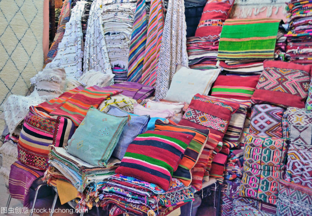 銷售的紡織品在摩洛哥馬拉喀什的家